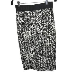 Milly of New York Women's Black White Abstract Knee Length Pencil Skirt Size 4